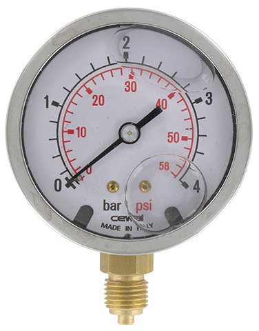 Pressure gauge Ø63 radial connection 1/4 0-4 bar