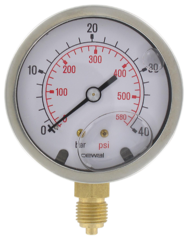Pressure gauge Ø63 radial connection 1/4 0-40 bar