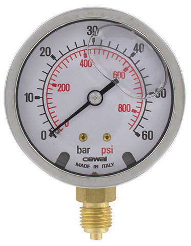 Pressure gauge Ø63 radial connection 1/4 0-60 bar
