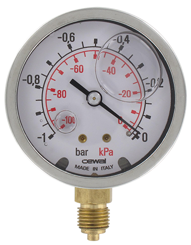 Pressure gauge Ø63 radial connection 1/4  -1-0 bar