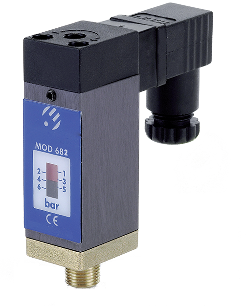 Pressure switche with visual scale for pneumatic applications 1/8 BSPT 1-6 bar Pressure switches for pneumatics and hydraulics