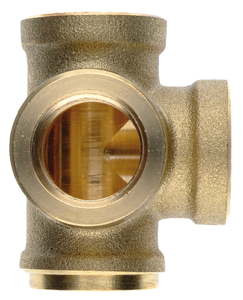 Push-in fittings 3-way L-shaped female swivel in brass for brake systems