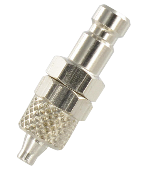 Push-on micro-plugs 2.7 mm bore in nickel plated brass Fittings and couplings