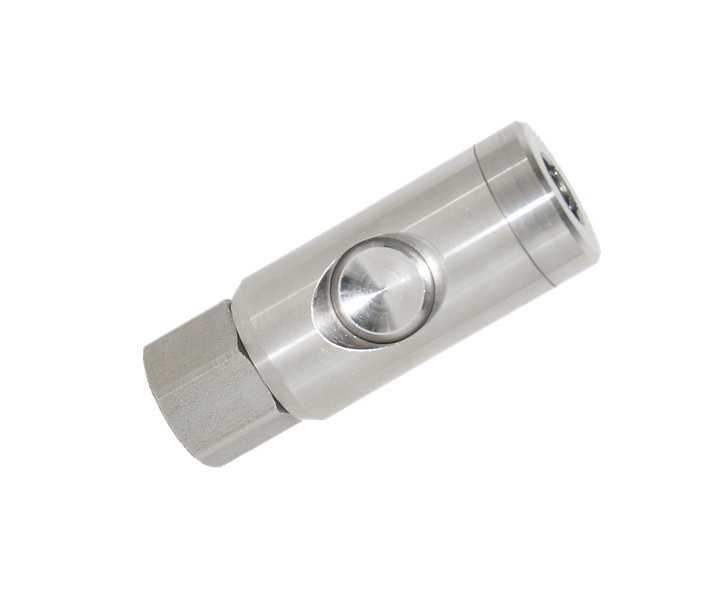 Quick-connect safety couplings EURO BSP female D7,4 mm in stainless steel