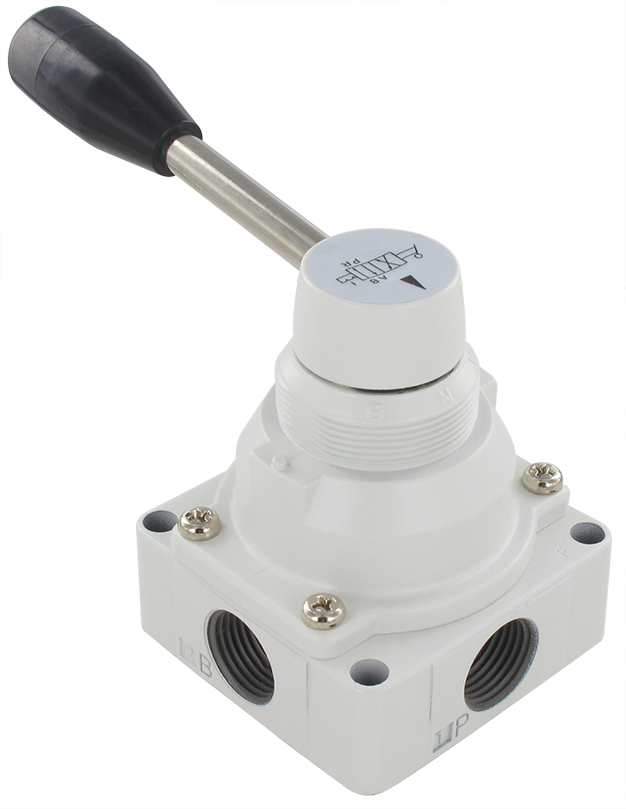 Rotary lever pneumatic valve 4/2-1/2'' bistable in metal Pneumatic valves with rotary lever