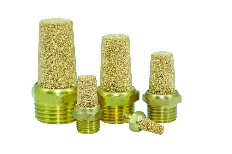 Silencer brass nozzle #10-32 bronze sieve 40µ Pneumatic valves