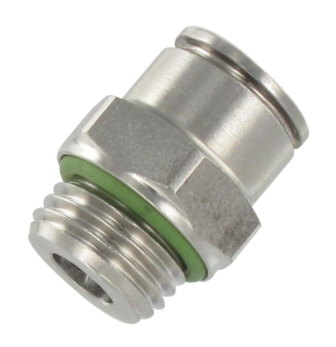 T8-3/8\" straight cylindrical stainless steel 316L push-in connector