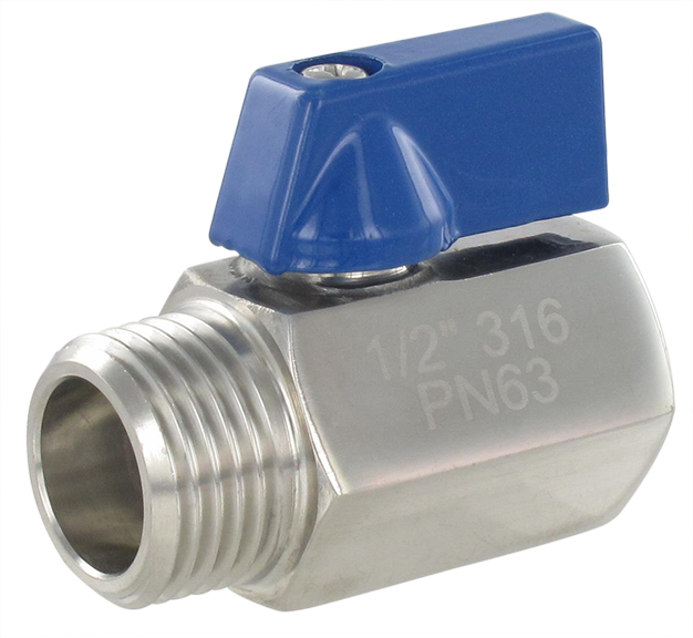 Stainless steel valve mini series male / female BSP cylindrical  1/2 Fittings and couplings