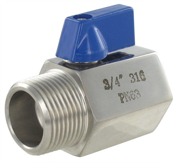 Stainless steel valve mini series male / female BSP cylindrical 3/4 Fittings and couplings