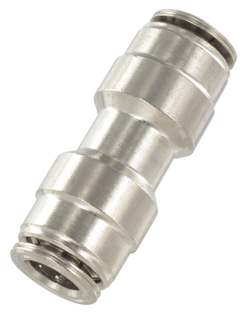 Straight double equal and unequal misting push-in fittings in nickel-plated brass
