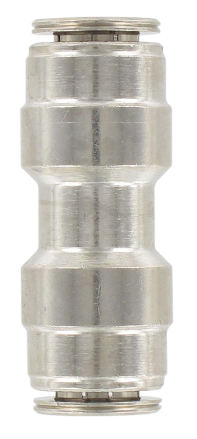 Straight double equal misting push-in fitting in nickel-plated brass T.1/4