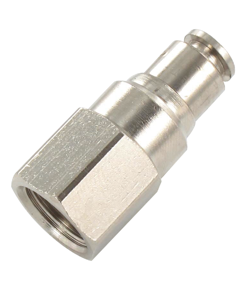 Straight female BSP push-in fittings in nickel-plated brass