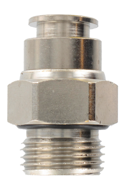 Straight male BSP cylindrical push-in fitting in nickel-plated brass 1/2-12
