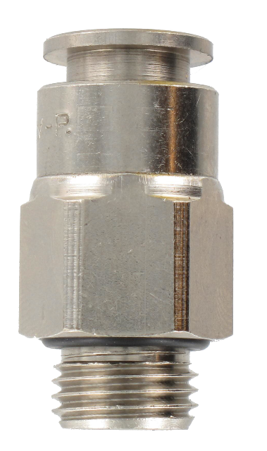Straight male BSP cylindrical push-in fitting in nickel-plated brass 1/4-10 Pneumatic push-in fittings