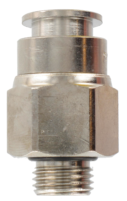 Straight male BSP cylindrical push-in fitting in nickel-plated brass 1/4-12