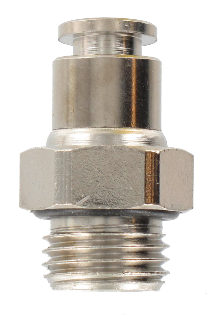 Straight male BSP cylindrical push-in fitting in nickel-plated brass 1/4-6 Pneumatic push-in fittings