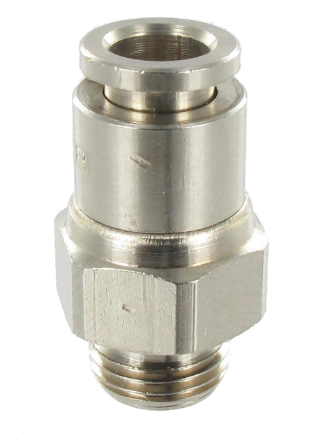 Straight male BSP cylindrical push-in fitting in nickel-plated brass 1/8-6