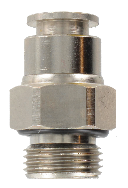 Straight male BSP cylindrical push-in fitting in nickel-plated brass 3/8-10
