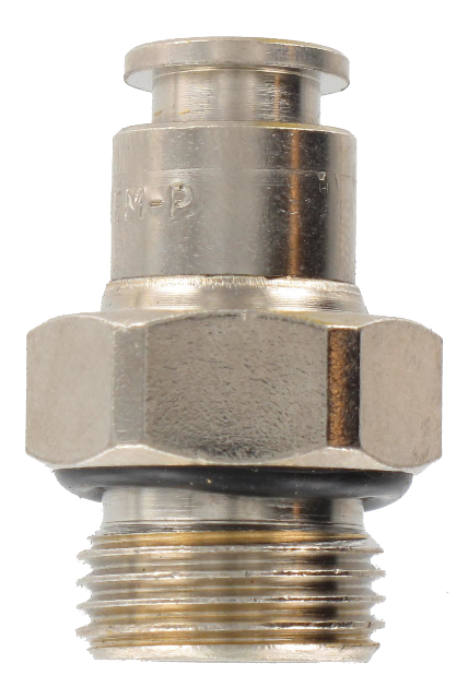 Straight male BSP cylindrical push-in fitting in nickel-plated brass 3/8-8