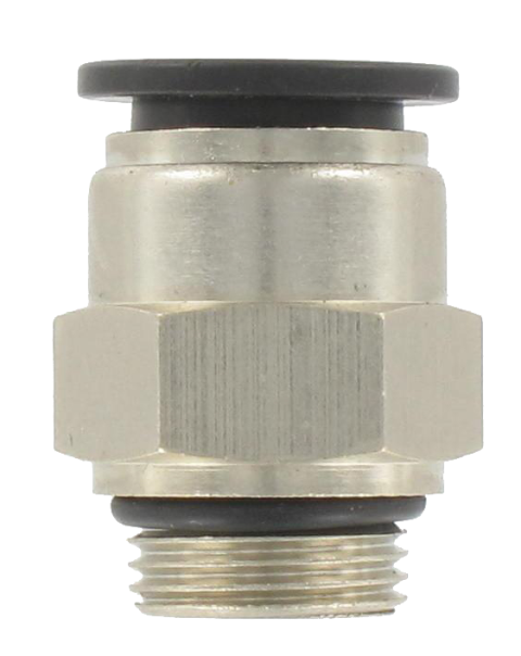 Straight male BSP push-in fitting with nickel-plated brass body T14-3/8