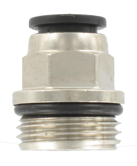 Straight male BSP push-in fitting with nickel-plated brass body T10-1/2