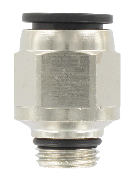 Straight male BSP push-in fitting with nickel-plated brass body T12-1/4