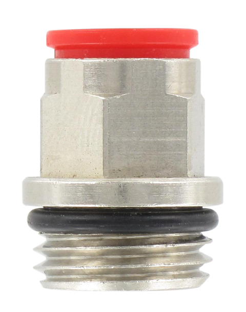 Straight male BSP push-in fitting with nickel-plated brass body T6-1/4 red thrust ring 2800 - Push-in fittings in resin