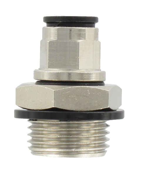 Straight male BSP push-in fitting with nickel-plated brass body T6-3/8