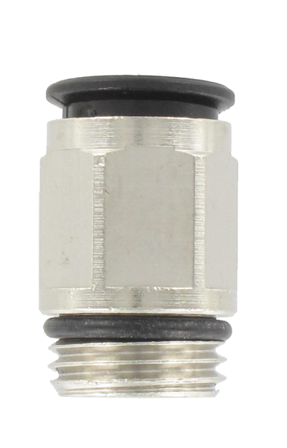 Straight male BSP push-in fitting with nickel-plated brass body T8-1/4