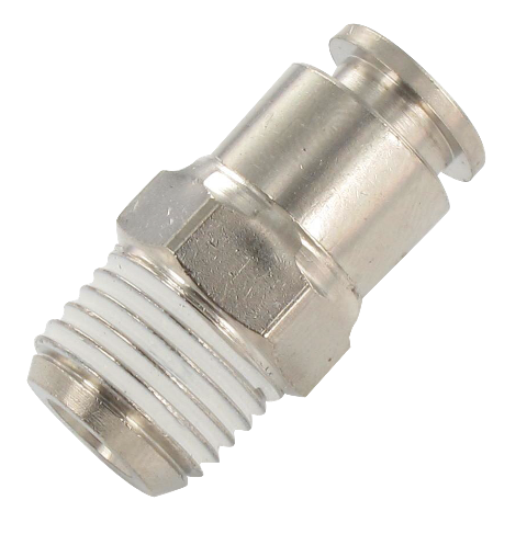 Straight male BSP tapered push-in fittings in nickel-plated brass