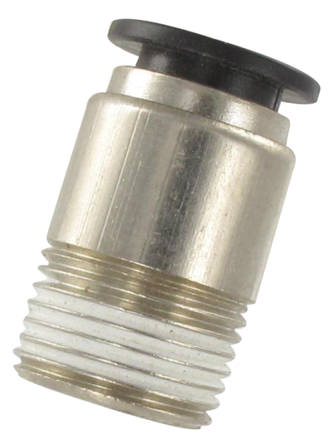 Straight male BSP tapered push-in fittings with body in nickel-plated brass