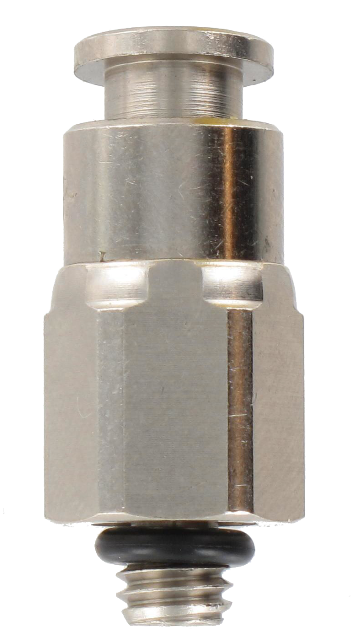 Straight male metric push-in fitting in nickel-plated brass M6/1-6