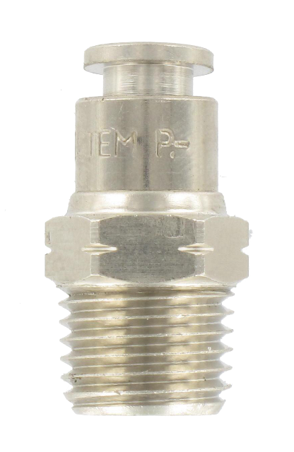 Straight male NPT 1/4\" T6 nickel-plated brass push-in connector
