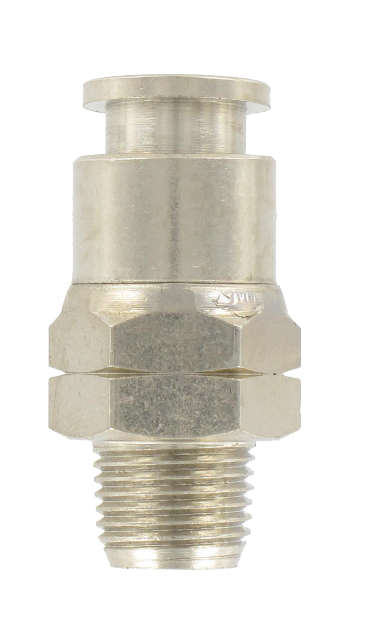 Straight male push-in connector nickel-plated brass NPT 1/8\" T8