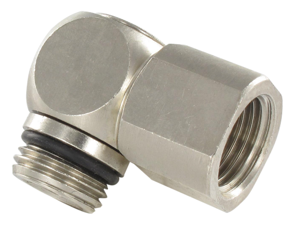 Swivel L fitting male / female cylindrical in nickel plated brass 1/4-1/4 Standard fittings in nickel plated brass