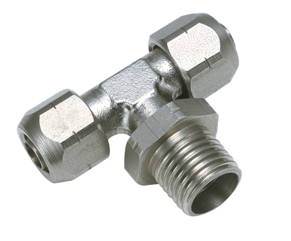 Swivel male T push-on fitting, BSP tapered thread in stainless steel  10/8-1/4