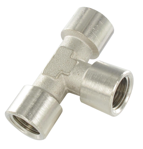 T equal, female cylindrical nickel-plated brass 1\" Standard fittings in nickel plated brass