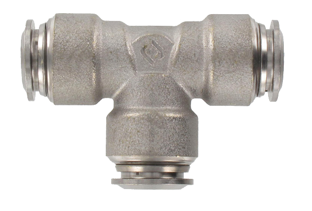 Triple equal T food grade push-in fitting in brass T12 Pneumatic push-in fittings