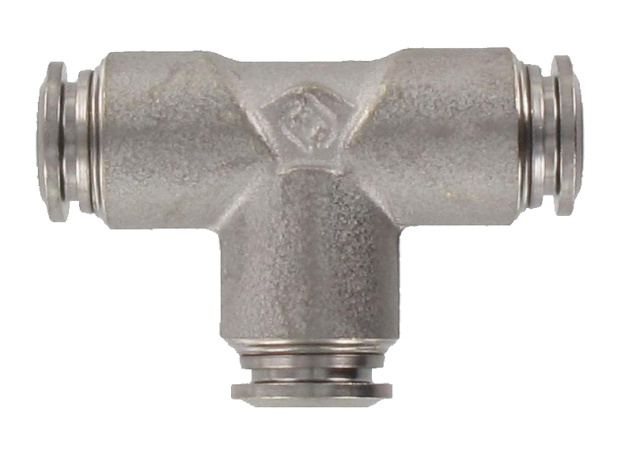 Triple equal T food grade push-in fitting in brass T8