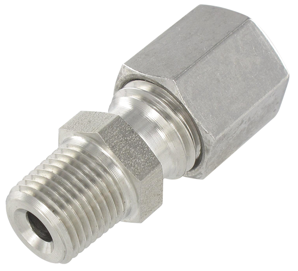 Universal DIN 2353 compression fitting straight male NPT in stainless steel 316TI 1/4 T10