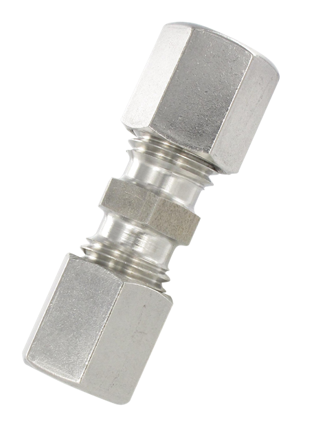 Universal DIN 2353 compression fitting straight double equal in stainless steel T6