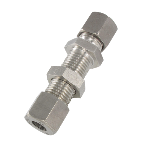 Universal DIN 2353 double bulkhead compression fitting in stainless steel T6-M12X1,5