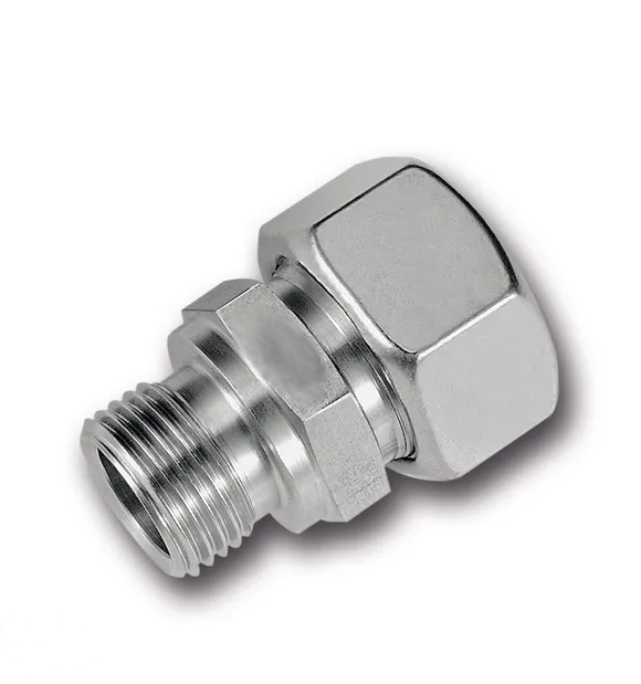 Universal DIN 2353 compression fitting straight male tapered BSP in stainless steel T16-1/2