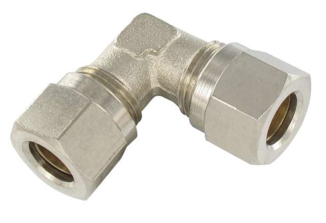 Universal DIN standard elbow compression fittings in nickel-plated brass Universal compression DIN standard fittings