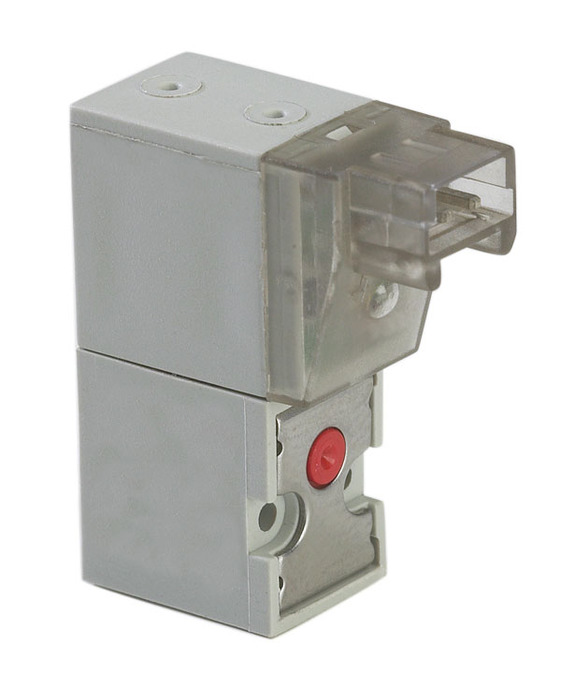 Vanne miniature 15MM 3/2NF conn. 90° à led 12VDC Distributeurs pneumatiques