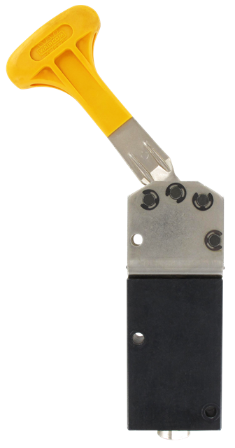 Vanne pneumatique à levier vertical jaune 1/2\" 3/2 NF monostable Composants pneumatiques