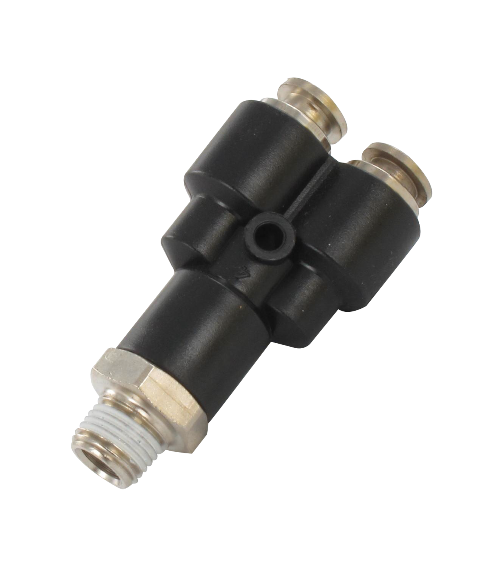 Y male push-in fitting BSP tapered  in resin and nickel-plated brass 3/8-8